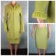 St John Collection Knits Green Jacket Skirt L 10 12 2pc Suit Fringe Trim Shimmer
