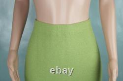 St John Collection Knits Green Jacket Skirt L 10 12 2pc Suit Fringe Trim Shimmer