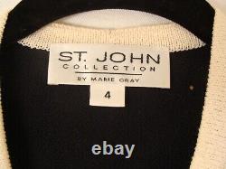 St John Collection Ladies Black & White Knit Jacket Skirt Set Size 4