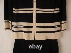 St John Collection Ladies Black & White Knit Jacket Skirt Set Size 4