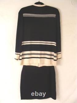 St John Collection Ladies Black & White Knit Jacket Skirt Set Size 4