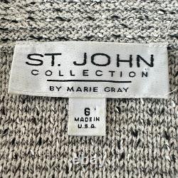 St John Collection Marie Gray Jacket Skirt Women 6 10 Set Santana Knit