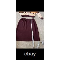St John Collection Marie Gray Knit Skirt Set Zip Jacket Peach Burgundy Size M 4