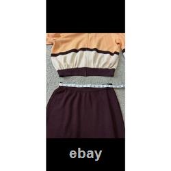St John Collection Marie Gray Knit Skirt Set Zip Jacket Peach Burgundy Size M 4