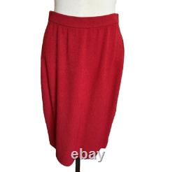 St. John Collection Marie Gray Skirt Suit Set Santana Knit Cinnabar Red Size 6