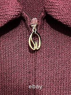 St John Collection Marie Gray Sz 12 Jacket Skirt Set Burgandy Red Gold Accents