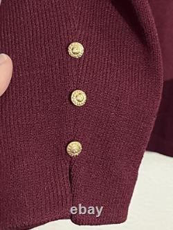St John Collection Marie Gray Sz 12 Jacket Skirt Set Burgandy Red Gold Accents