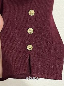 St John Collection Marie Gray Sz 12 Jacket Skirt Set Burgandy Red Gold Accents