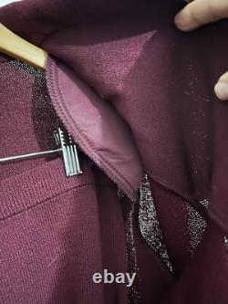 St John Collection Marie Gray Sz 12 Jacket Skirt Set Burgandy Red Gold Accents