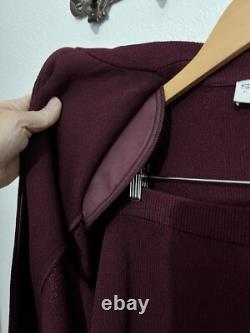 St John Collection Marie Gray Sz 12 Jacket Skirt Set Burgandy Red Gold Accents