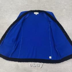 St. John Collection Marie Gray Women 6 Fringe Blue Knit Set Suit Jacket Cardigan