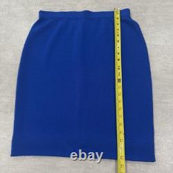 St. John Collection Marie Gray Women 6 Fringe Blue Knit Set Suit Jacket Cardigan