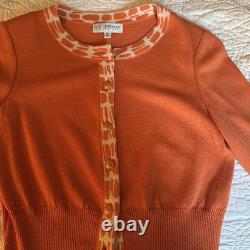 St. John Collection Orange Beautiful Enameled Button-Down Sweater Size 10