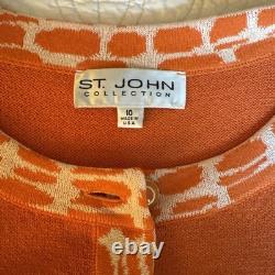 St. John Collection Orange Beautiful Enameled Button-Down Sweater Size 10