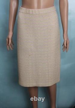 St. John Collection Pink Green Jacket Skirt L Size 12 14 2pc Suit Trim Pockets