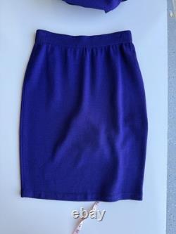 St John. Collection Purple Knit Suit Set Size 4 Gold Accents