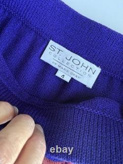 St John. Collection Purple Knit Suit Set Size 4 Gold Accents
