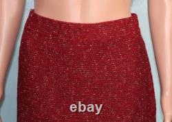 St. John Collection Red Jacket Skirt M Size 8 10 2pc Suit Leather Trim Pockets