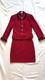 St. John Collection Red Santana Knit Suit 2pc Skirt Set Gold Chain Trim Sz 4