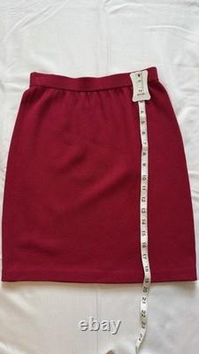 St. John Collection Red Santana Knit Suit 2Pc Skirt Set Gold Chain Trim Sz 4