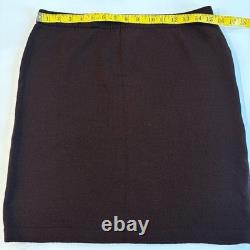 St John Collection Santana Knit 2 Piece Set Jacket Skirt Brown Boucle Trim Sz 6