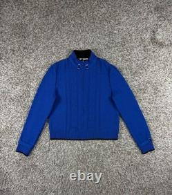 St. John Collection Santana Knit Blue Zip Jacket Black Knit Pants Set Size 6 USA