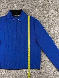 St. John Collection Santana Knit Blue Zip Jacket Black Knit Pants Set Size 6 USA