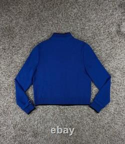 St. John Collection Santana Knit Blue Zip Jacket Black Knit Pants Set Size 6 USA