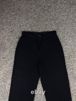 St. John Collection Santana Knit Blue Zip Jacket Black Knit Pants Set Size 6 USA