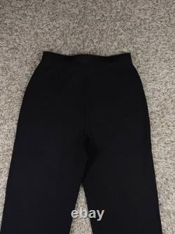 St. John Collection Santana Knit Blue Zip Jacket Black Knit Pants Set Size 6 USA