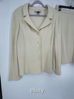 St John Collection Santana Knit Classic Wool Luxury Designer Skirt Suit Set