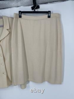 St John Collection Santana Knit Classic Wool Luxury Designer Skirt Suit Set