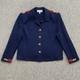 St. John Collection Santana Knit Jacket Skirt Set Blue Womens 14 Blazer Cardigan