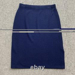 St. John Collection Santana Knit Jacket Skirt Set Blue Womens 14 Blazer Cardigan