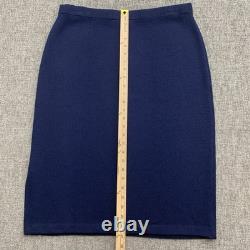 St. John Collection Santana Knit Jacket Skirt Set Blue Womens 14 Blazer Cardigan
