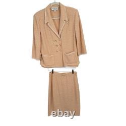 St John Collection Santana Knit Orange Blazer Skirt Set Career Womens 12/6