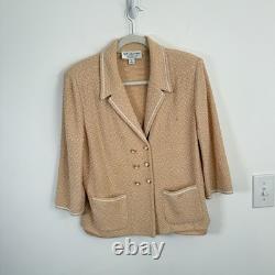 St John Collection Santana Knit Orange Blazer Skirt Set Career Womens 12/6