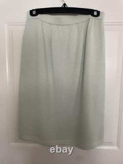 St. John Collection Santana knit Light Purple/Mint Cardigan/Skirt Set Size S