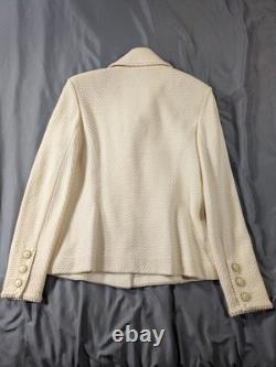 St. John Collection Skirt Suit Women's White Gold Jacket 4 Skirt 2 Santana Knit