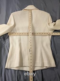 St. John Collection Skirt Suit Women's White Gold Jacket 4 Skirt 2 Santana Knit