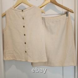 St. John Collection Sz 8 Cream Santana Knit Top & Skirt Set Quiet Luxury Elegant