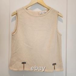 St. John Collection Sz 8 Cream Santana Knit Top & Skirt Set Quiet Luxury Elegant