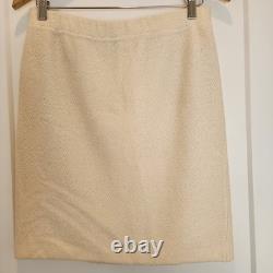 St. John Collection Sz 8 Cream Santana Knit Top & Skirt Set Quiet Luxury Elegant