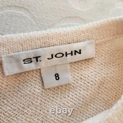 St. John Collection Sz 8 Cream Santana Knit Top & Skirt Set Quiet Luxury Elegant