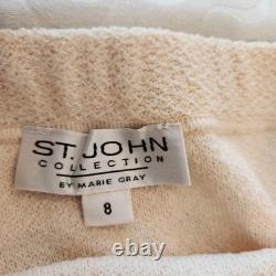 St. John Collection Sz 8 Cream Santana Knit Top & Skirt Set Quiet Luxury Elegant