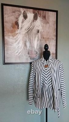 St John Collection Two-piece Anorak Jacket & Peplum Asymmetric Tunic Linen Blend