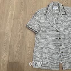 St John Collection USA Beige Tan Knit Set 2pc Shirt & Skirt Sz 16/12