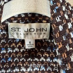 St John Collection Womens 2 pc Tweed Double Breasted Blazer Skirt Suit Set Sz 6