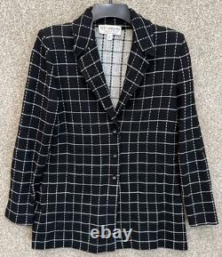 St. John Collection Womens Check Cardigan 4 WithSkirt 6 Knit Suit Set Outfit USA