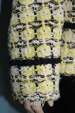 St. John Collection Yellow Jacket Skirt L Size 10 12 2pc Suit Black Trim Buttons